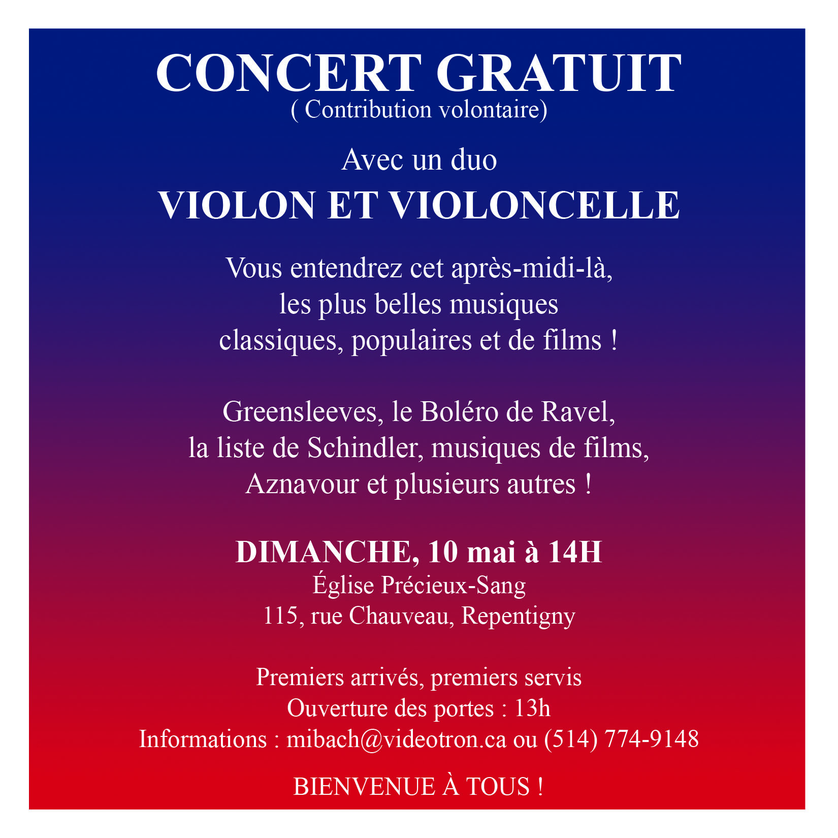 Concert gratuit à Repentigny